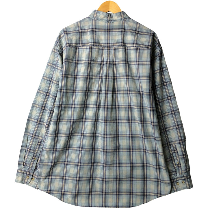 Vintage 90s-00'S Timberland long-sleeved button-down check shirt, men's size L cotton Blue type light blue Vintage Second Hand