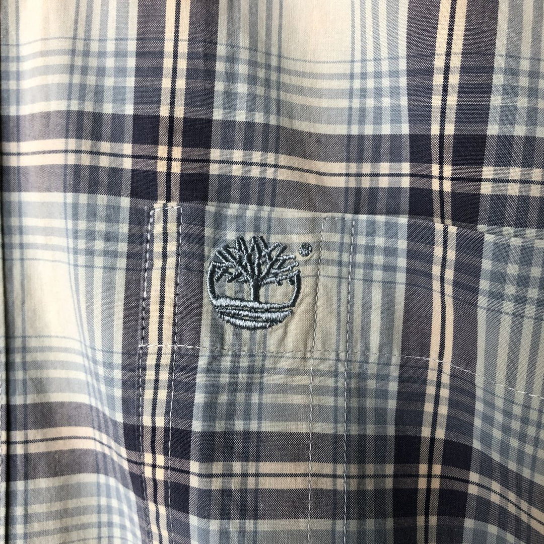 Vintage 90s-00'S Timberland long-sleeved button-down check shirt, men's size L cotton Blue type light blue Vintage Second Hand