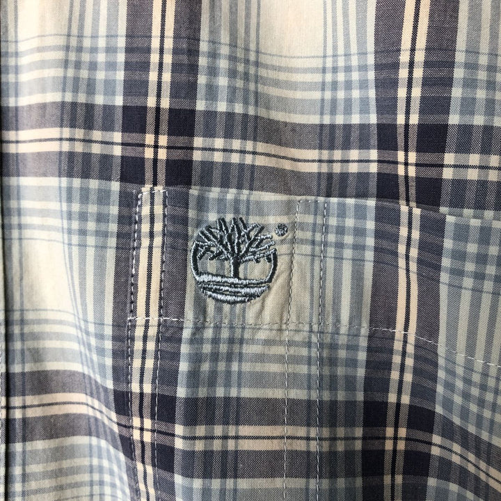 Vintage 90s-00'S Timberland long-sleeved button-down check shirt, men's size L cotton Blue type light blue Vintage Second Hand