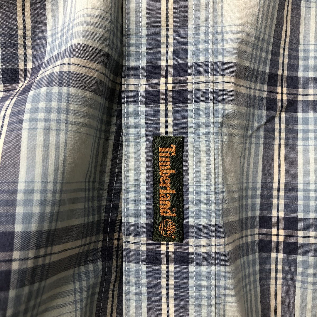 Vintage 90s-00'S Timberland long-sleeved button-down check shirt, men's size L cotton Blue type light blue Vintage Second Hand