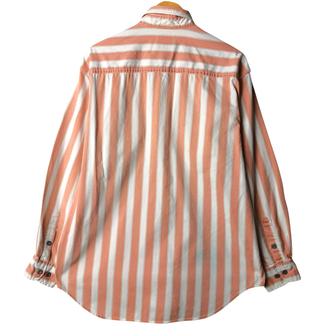 90'S GAP Vintage Long Sleeve Striped Shirt, Men's Size Medium cotton orange type Vintage Second Hand