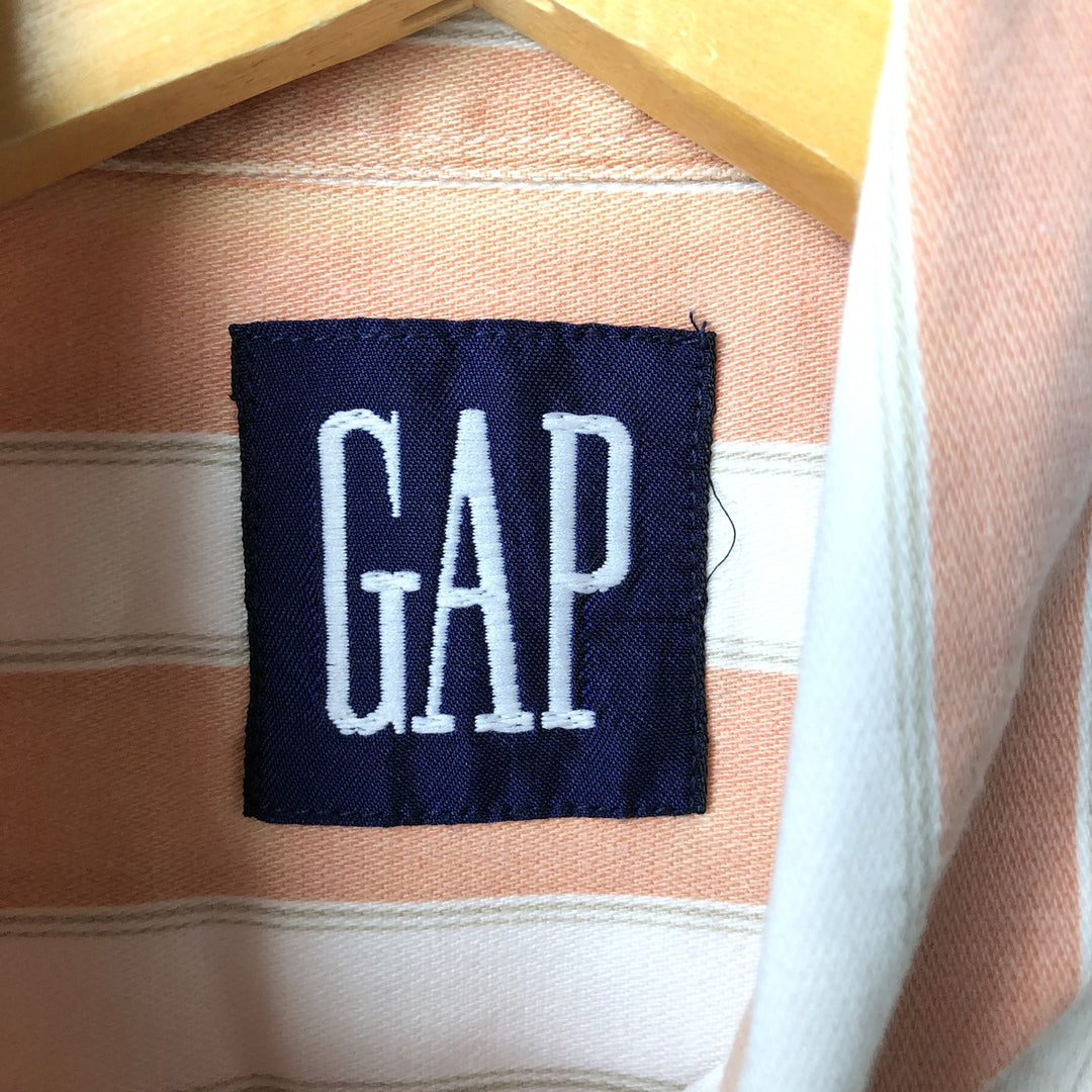 90'S GAP Vintage Long Sleeve Striped Shirt, Men's Size Medium cotton orange type Vintage Second Hand