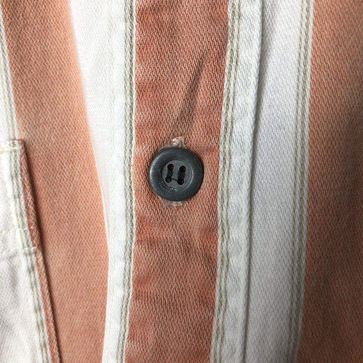 90'S GAP Vintage Long Sleeve Striped Shirt, Men's Size Medium cotton orange type Vintage Second Hand