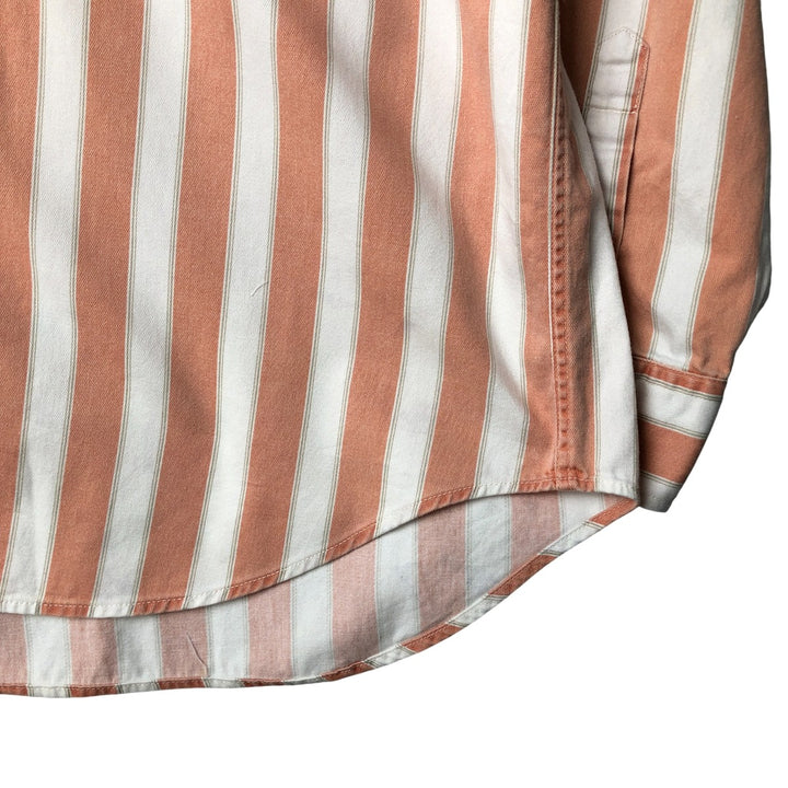 90'S GAP Vintage Long Sleeve Striped Shirt, Men's Size Medium cotton orange type Vintage Second Hand