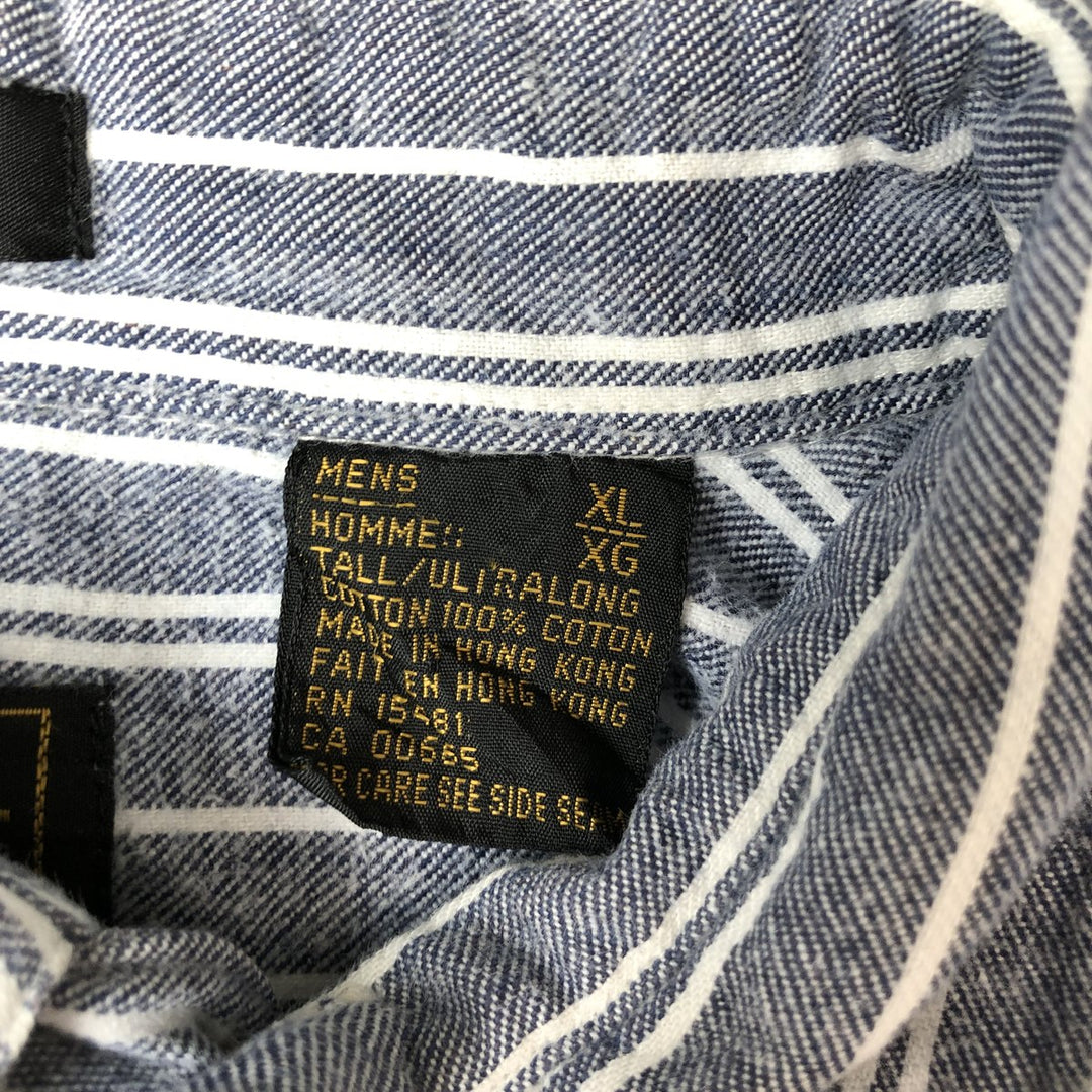 Vintage 80s-90'S Eddie Bauer long-sleeved cotton striped shirt with black tag, men's size XL cotton blue type Vintage Second Hand