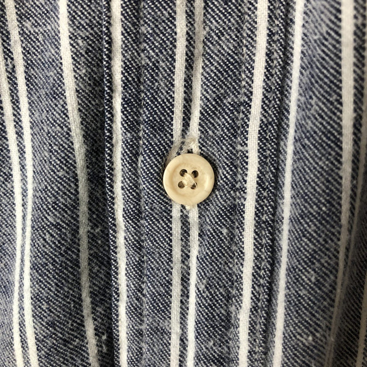 Vintage 80s-90'S Eddie Bauer long-sleeved cotton striped shirt with black tag, men's size XL cotton blue type Vintage Second Hand
