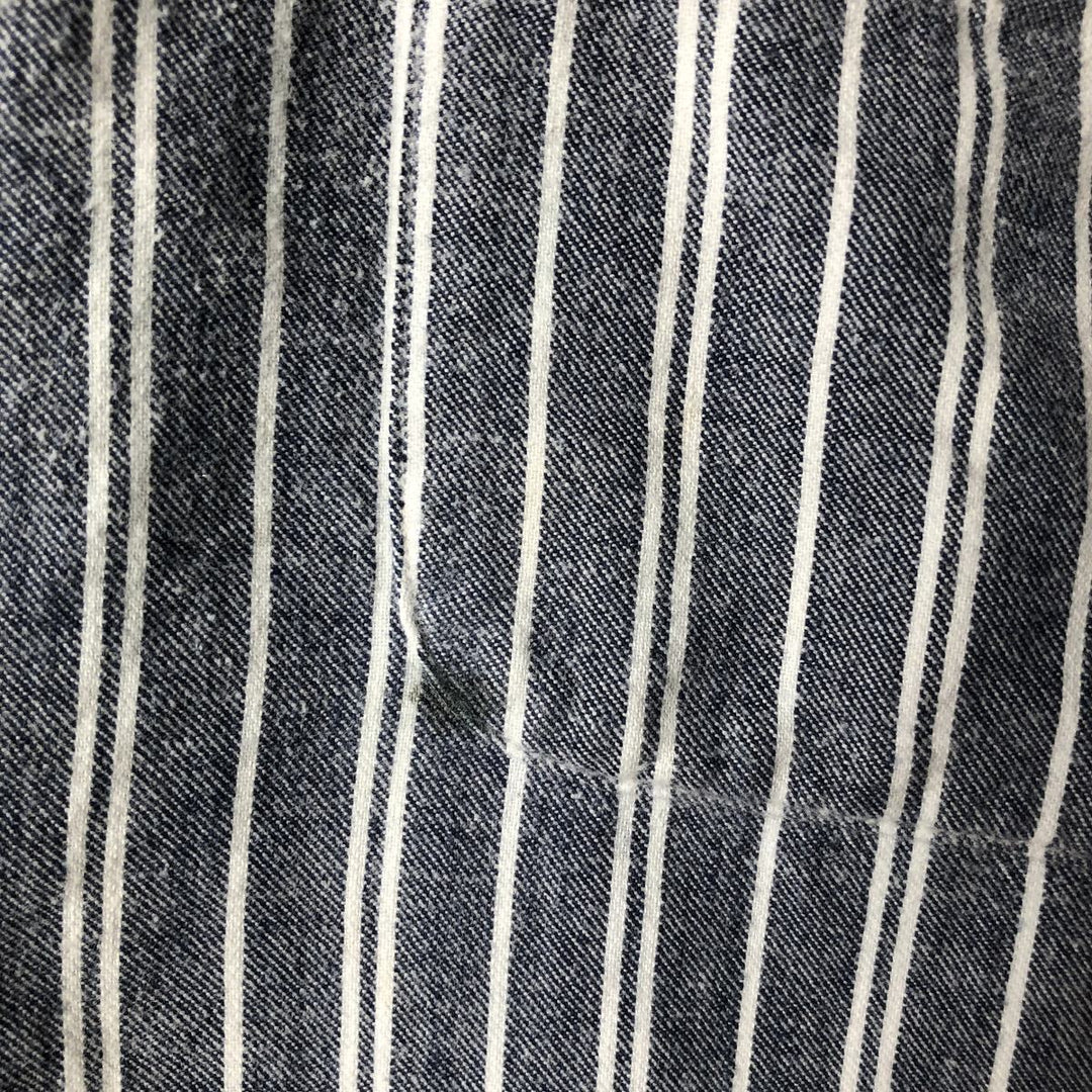 Vintage 80s-90'S Eddie Bauer long-sleeved cotton striped shirt with black tag, men's size XL cotton blue type Vintage Second Hand