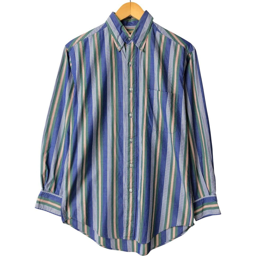 Vintage LLBean long-sleeved button-down striped shirt from the 1990'S to 2000s, size S. cotton blue type Vintage Second Hand