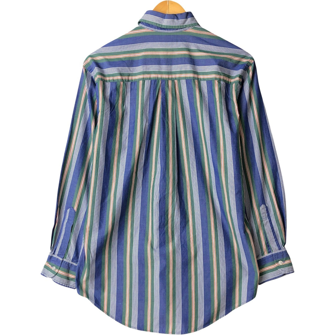 Vintage LLBean long-sleeved button-down striped shirt from the 1990'S to 2000s, size S. cotton blue type Vintage Second Hand