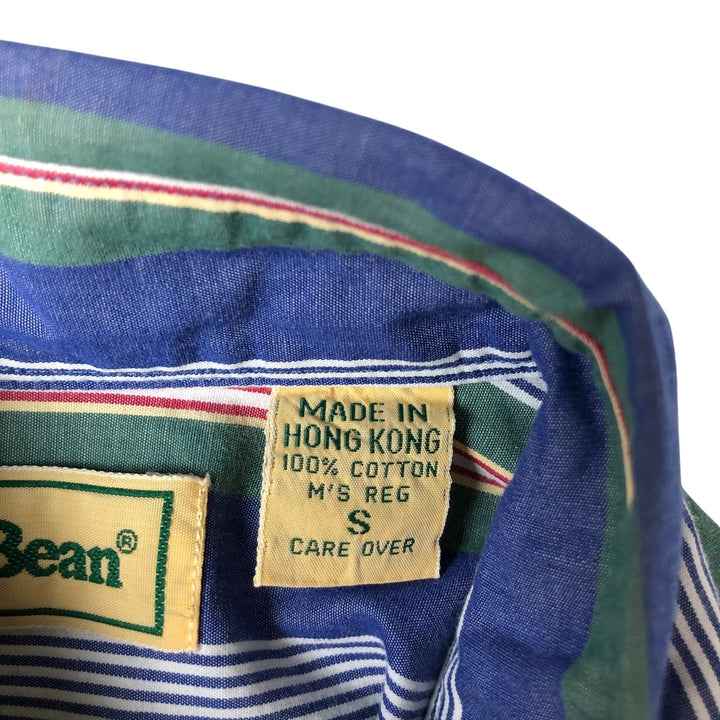 Vintage LLBean long-sleeved button-down striped shirt from the 1990'S to 2000s, size S. cotton blue type Vintage Second Hand