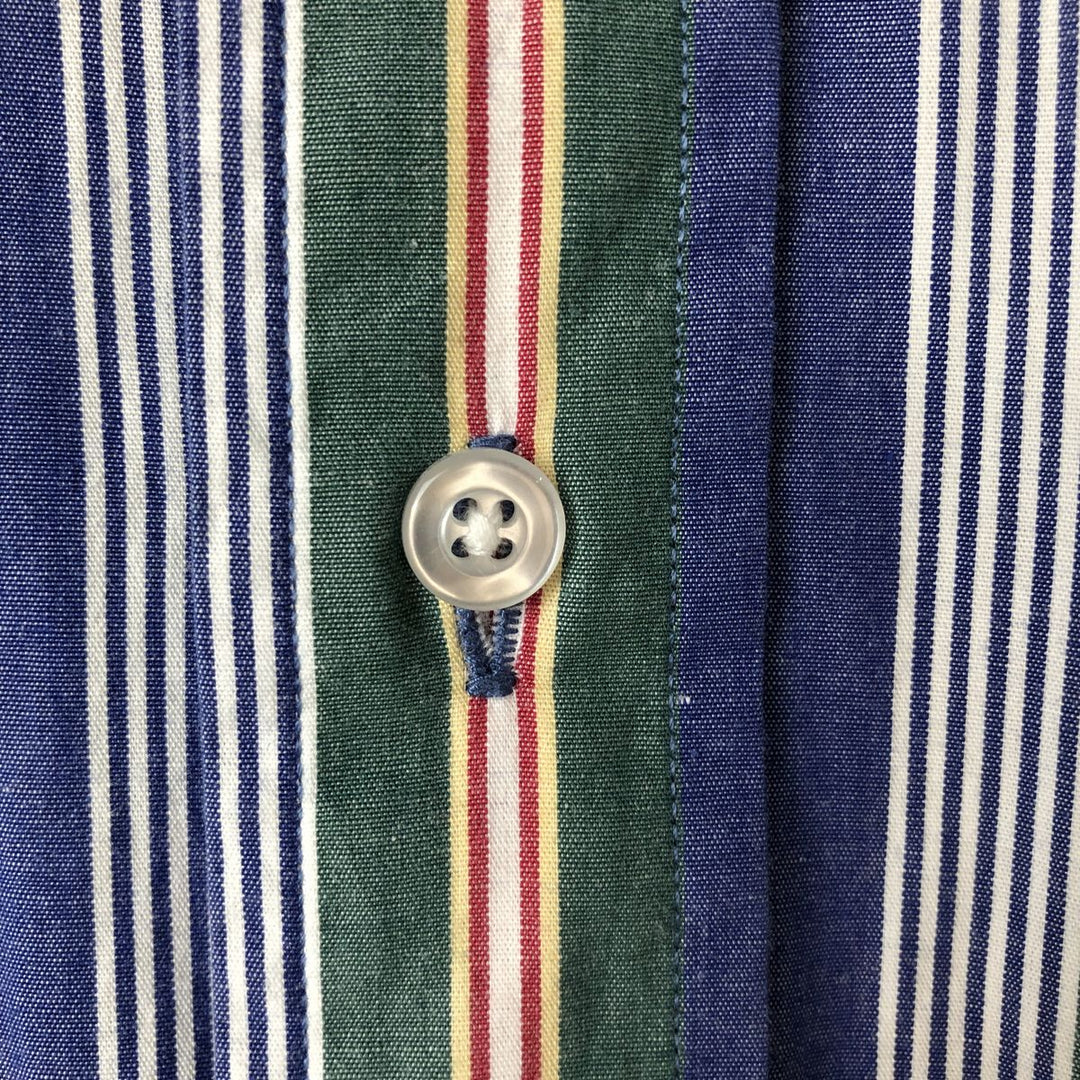 Vintage LLBean long-sleeved button-down striped shirt from the 1990'S to 2000s, size S. cotton blue type Vintage Second Hand