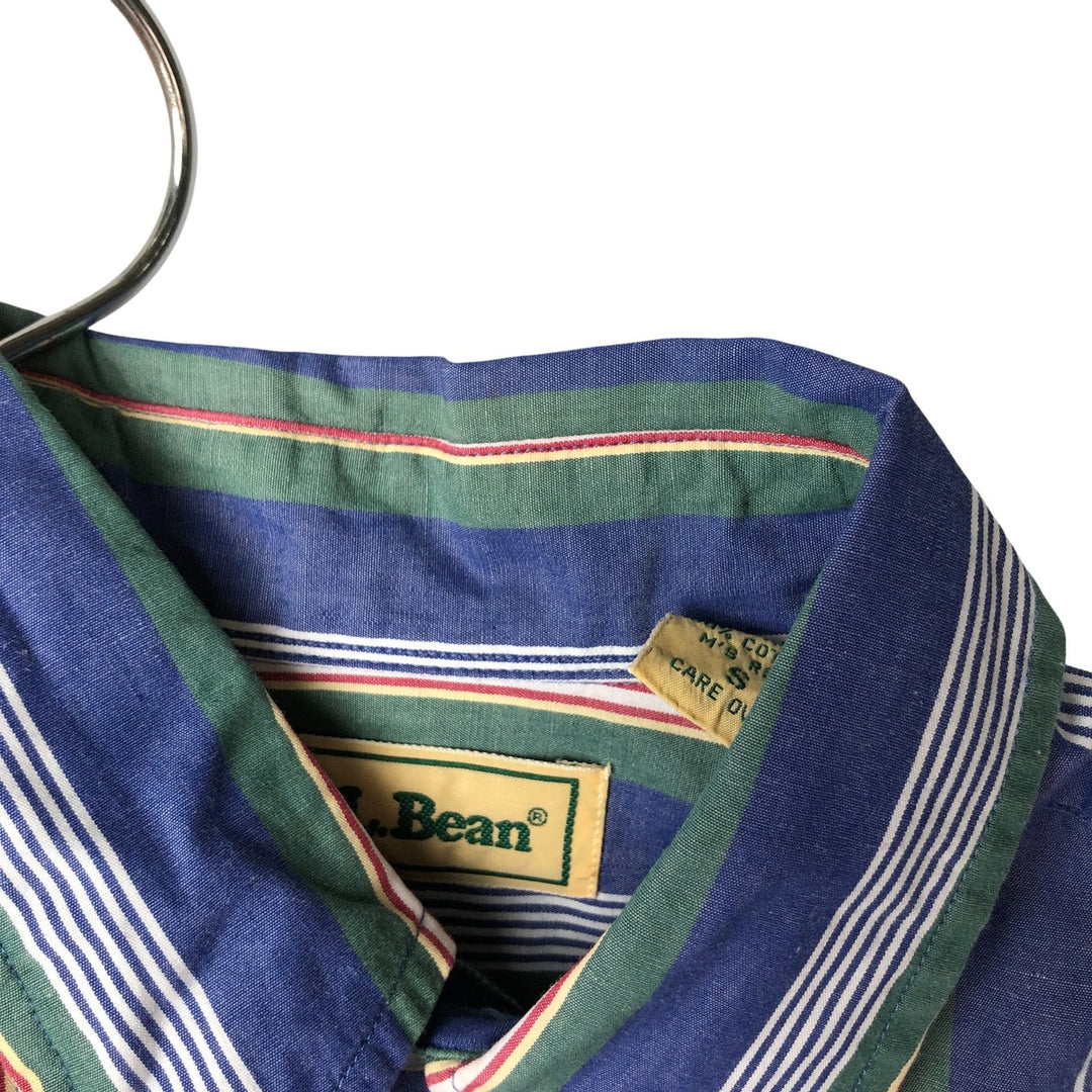 Vintage LLBean long-sleeved button-down striped shirt from the 1990'S to 2000s, size S. cotton blue type Vintage Second Hand