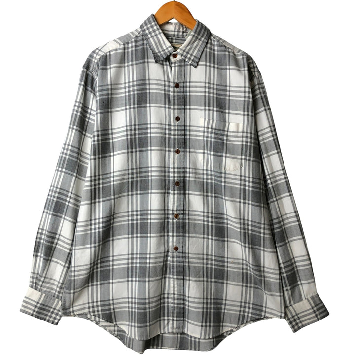 90s-00'S Vintage LLBean Long Sleeve Cotton Check Shirt, Men's Size L cotton white type Vintage Second Hand