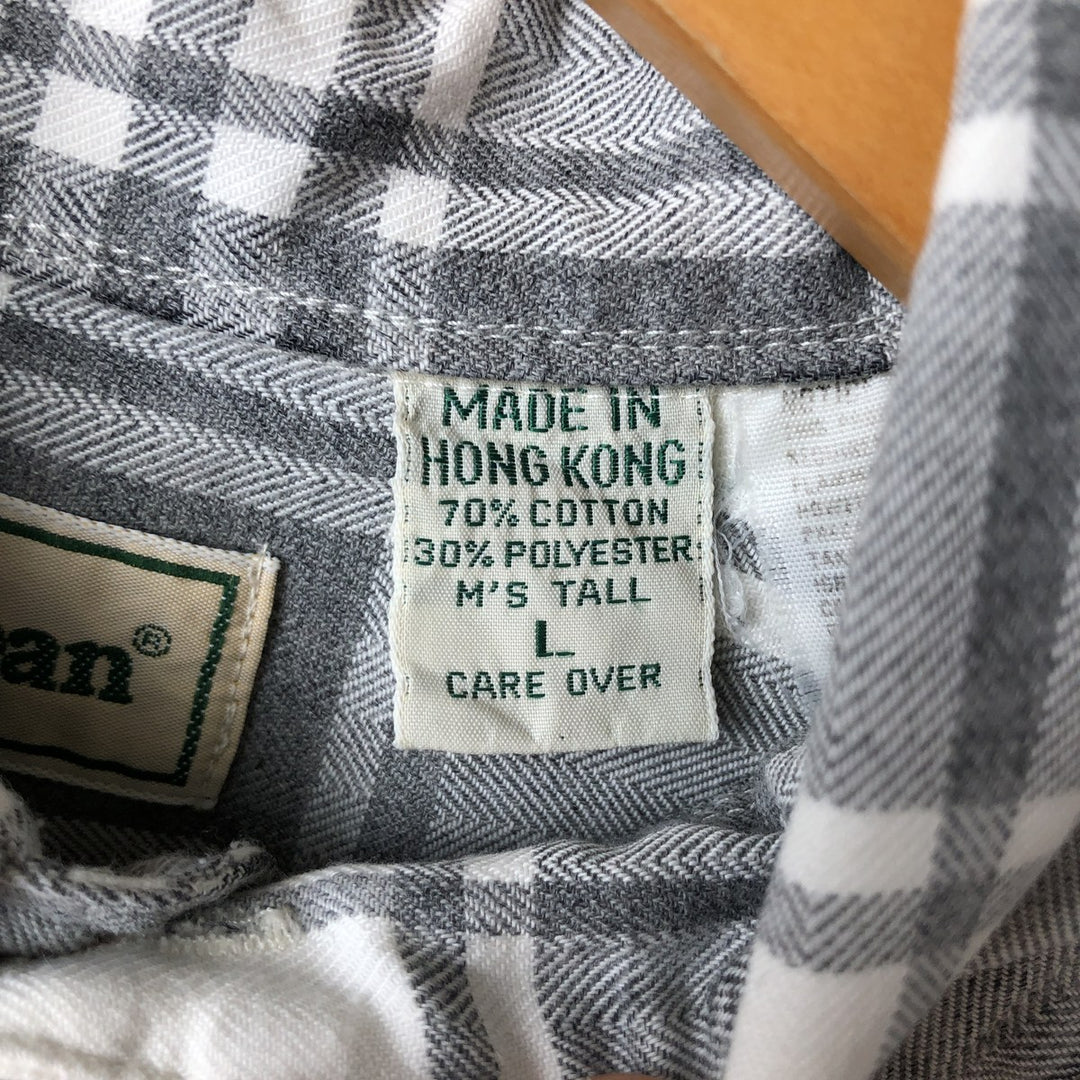 90s-00'S Vintage LLBean Long Sleeve Cotton Check Shirt, Men's Size L cotton white type Vintage Second Hand