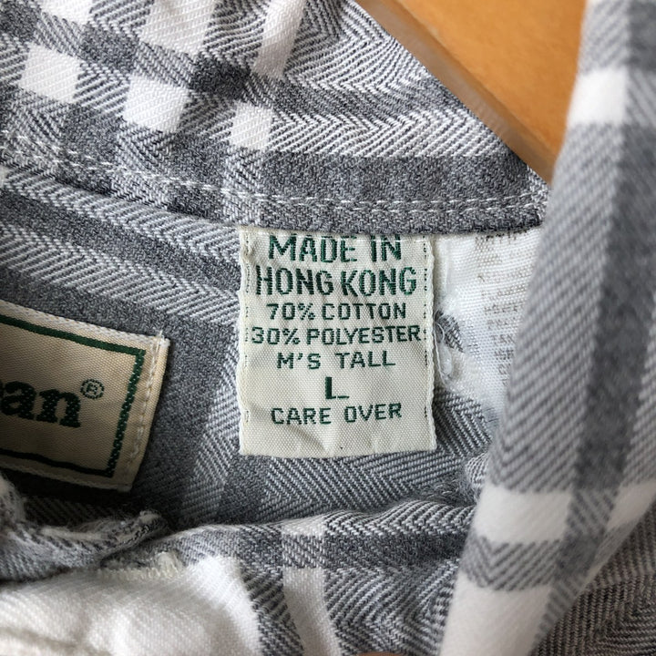 90s-00'S Vintage LLBean Long Sleeve Cotton Check Shirt, Men's Size L cotton white type Vintage Second Hand