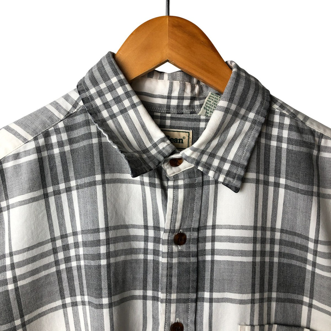 90s-00'S Vintage LLBean Long Sleeve Cotton Check Shirt, Men's Size L cotton white type Vintage Second Hand