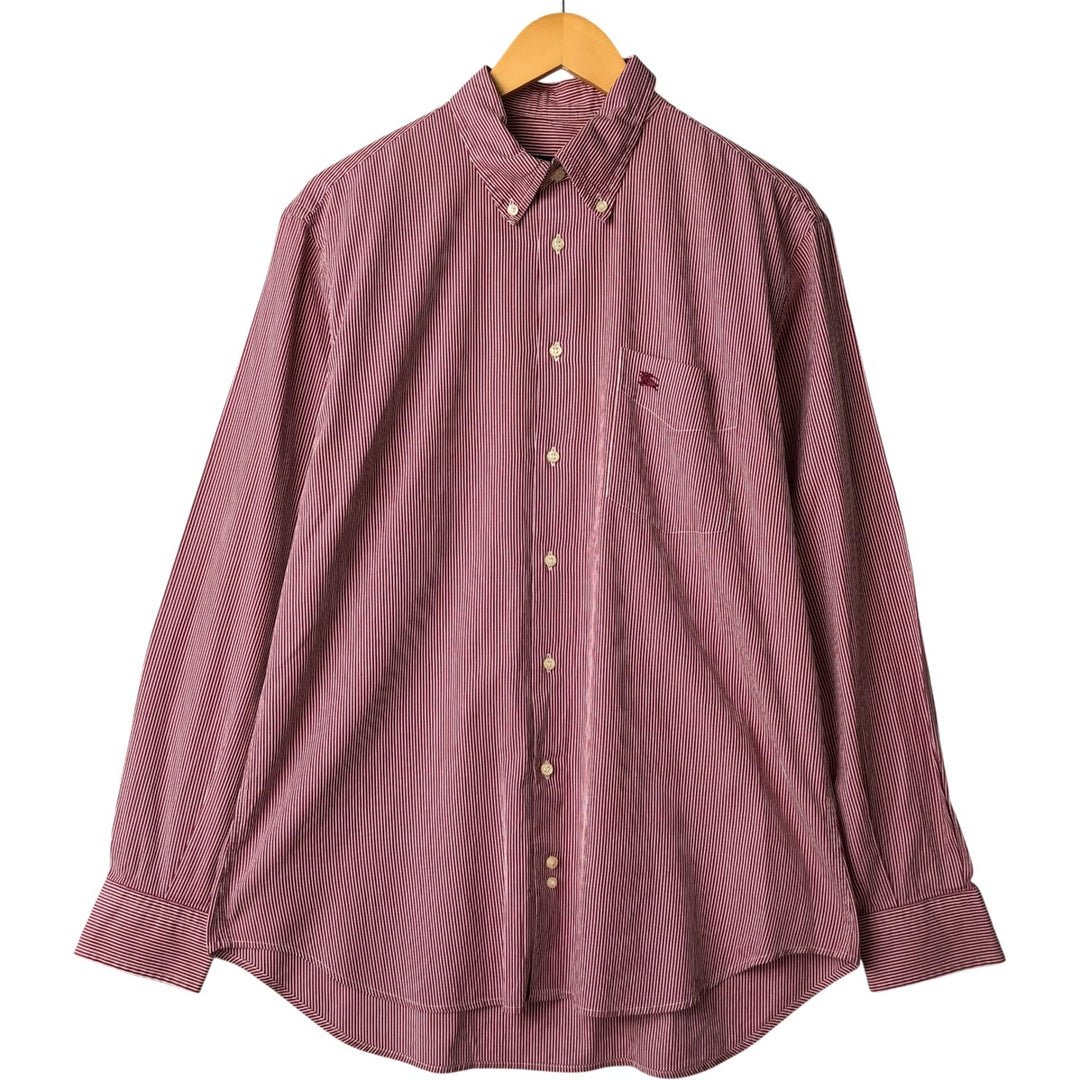 Burberry's LONDON long-sleeved button-down striped shirt, men's size L cotton red type Vintage Second Hand