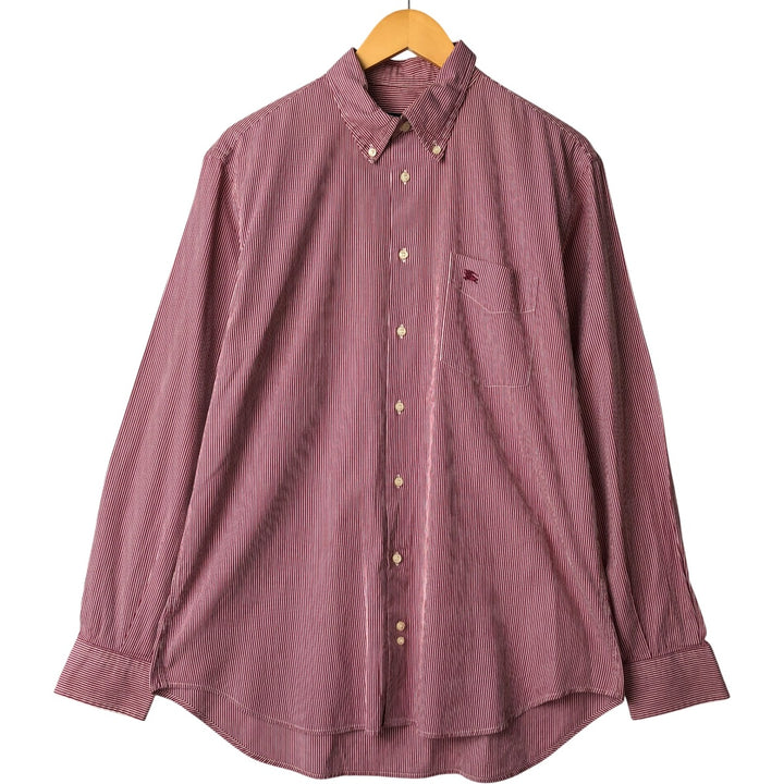 Burberry's LONDON long-sleeved button-down striped shirt, men's size L cotton red type Vintage Second Hand