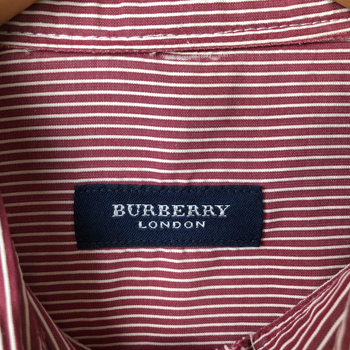 Burberry's LONDON long-sleeved button-down striped shirt, men's size L cotton red type Vintage Second Hand