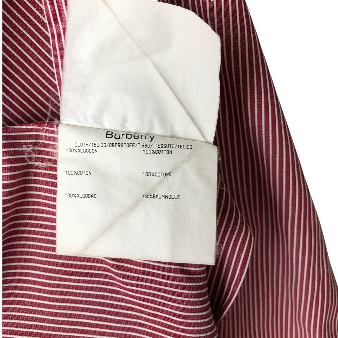 Burberry's LONDON long-sleeved button-down striped shirt, men's size L cotton red type Vintage Second Hand