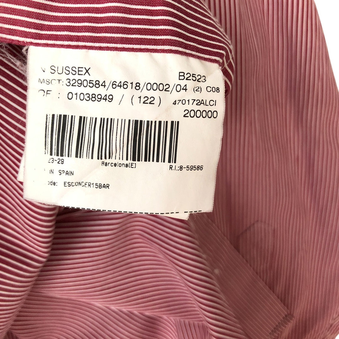 Burberry's LONDON long-sleeved button-down striped shirt, men's size L cotton red type Vintage Second Hand