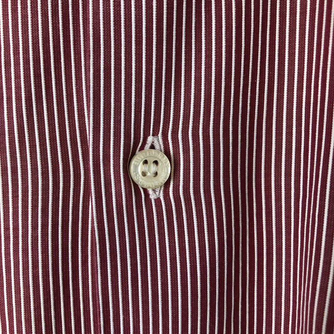 Burberry's LONDON long-sleeved button-down striped shirt, men's size L cotton red type Vintage Second Hand
