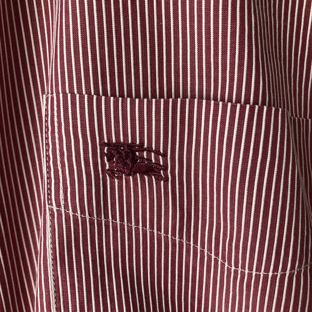 Burberry's LONDON long-sleeved button-down striped shirt, men's size L cotton red type Vintage Second Hand