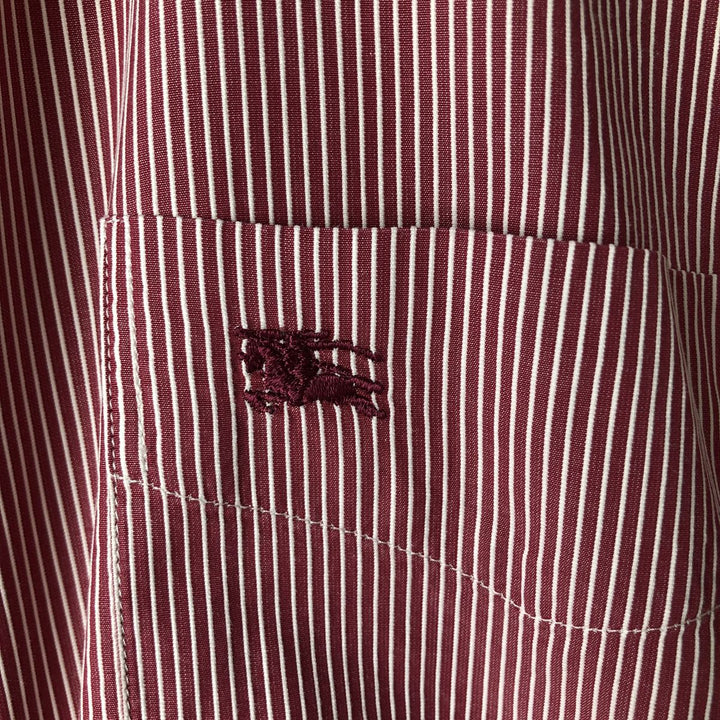 Burberry's LONDON long-sleeved button-down striped shirt, men's size L cotton red type Vintage Second Hand