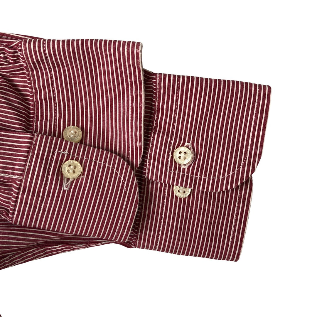 Burberry's LONDON long-sleeved button-down striped shirt, men's size L cotton red type Vintage Second Hand