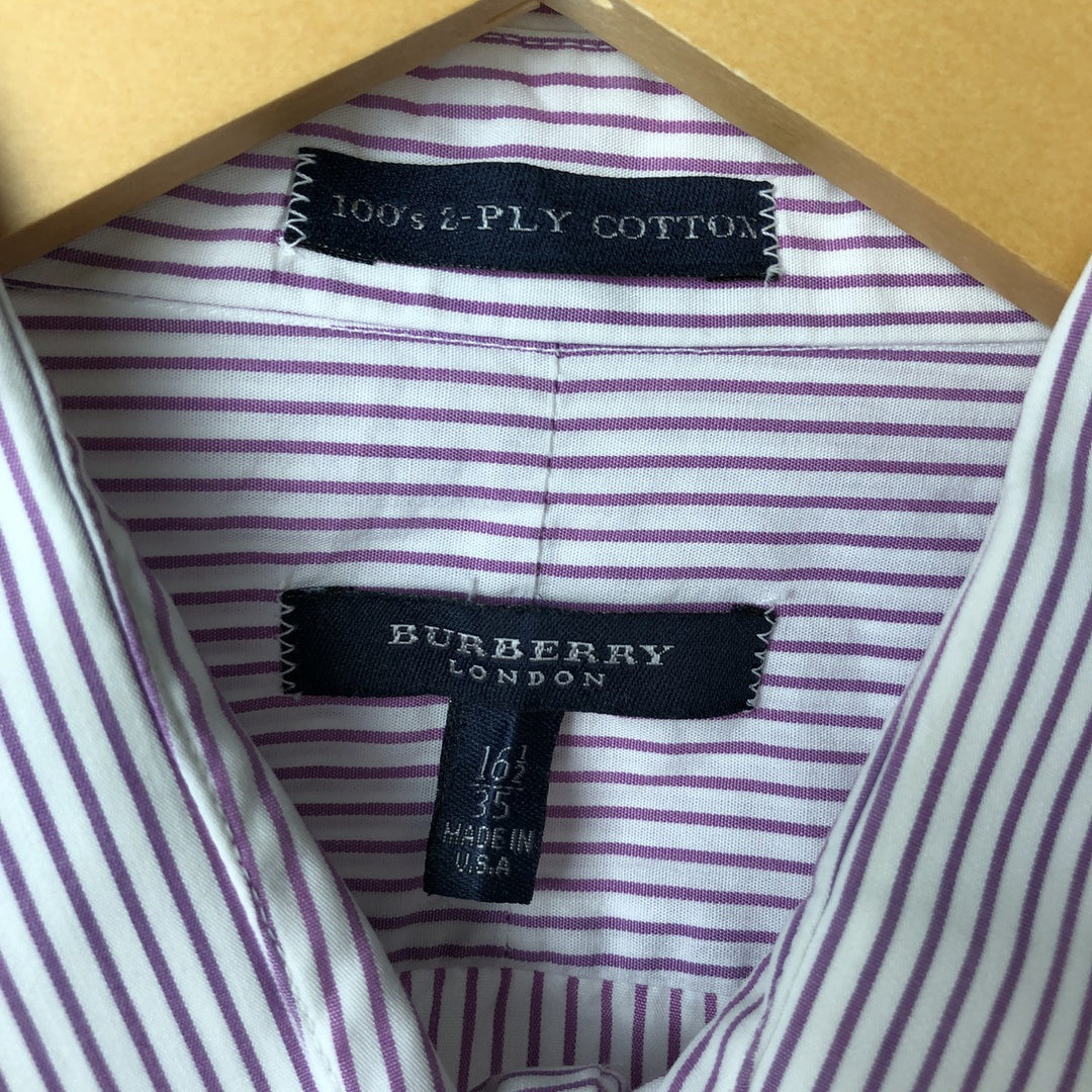 Burberry's LONDON long-sleeved cotton striped shirt, made in the USA, men's size L cotton white type Vintage Second Hand