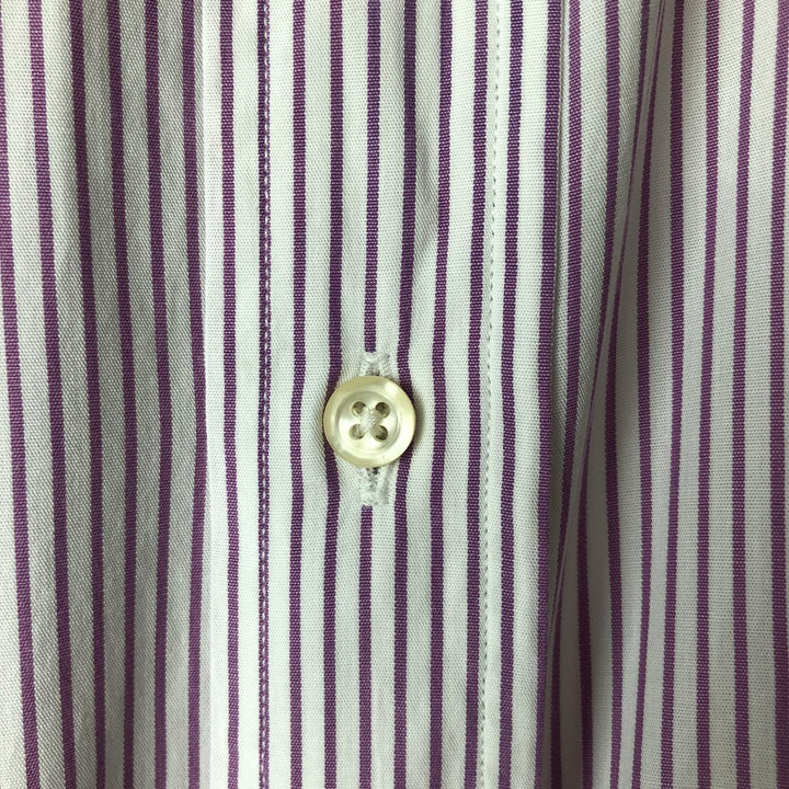 Burberry's LONDON long-sleeved cotton striped shirt, made in the USA, men's size L cotton white type Vintage Second Hand