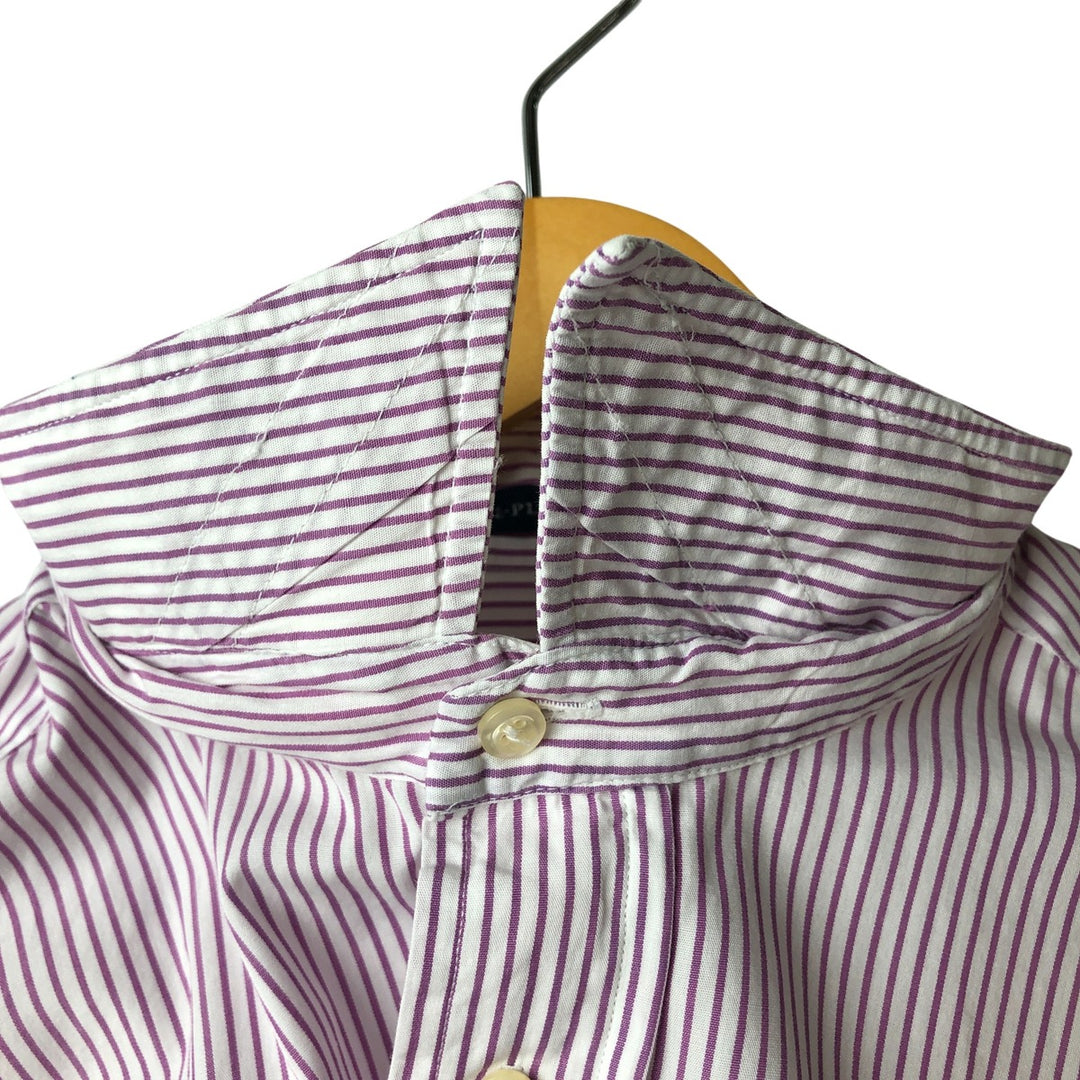 Burberry's LONDON long-sleeved cotton striped shirt, made in the USA, men's size L cotton white type Vintage Second Hand