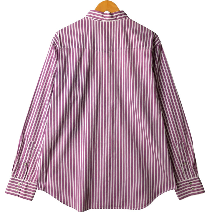 Ralph Lauren POLO by Ralph Lauren NEW CLASSIC WESTERN Stripe Pattern Long Sleeve Western Shirt, Men's Size L cotton Purple type red-purple Vintage Second Hand