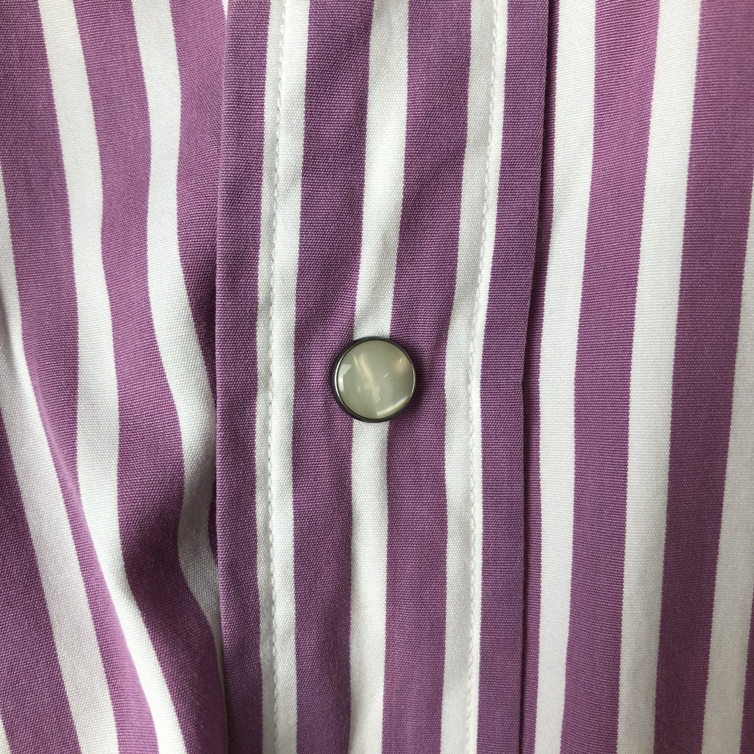 Ralph Lauren POLO by Ralph Lauren NEW CLASSIC WESTERN Stripe Pattern Long Sleeve Western Shirt, Men's Size L cotton Purple type red-purple Vintage Second Hand