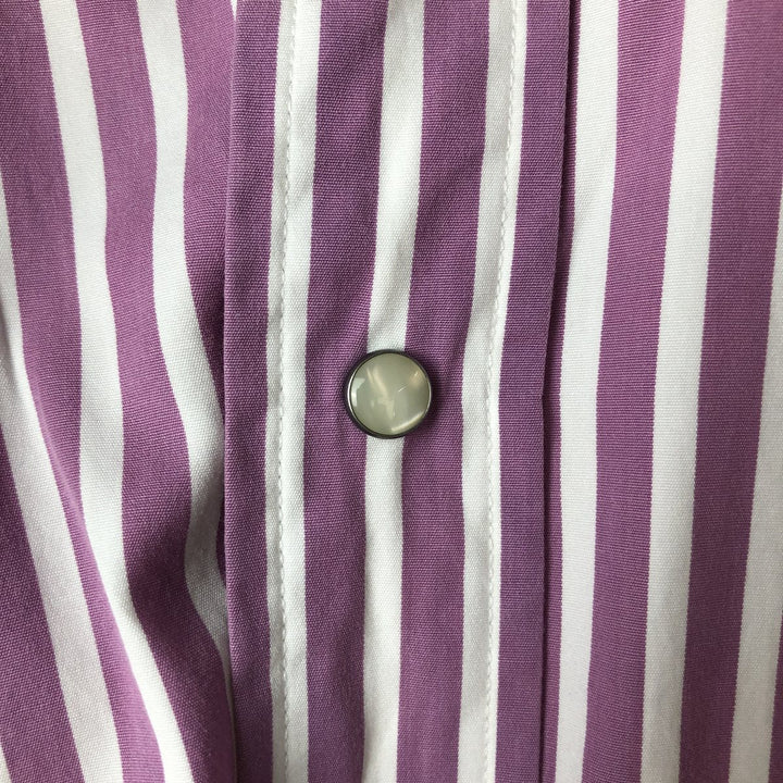 Ralph Lauren POLO by Ralph Lauren NEW CLASSIC WESTERN Stripe Pattern Long Sleeve Western Shirt, Men's Size L cotton Purple type red-purple Vintage Second Hand