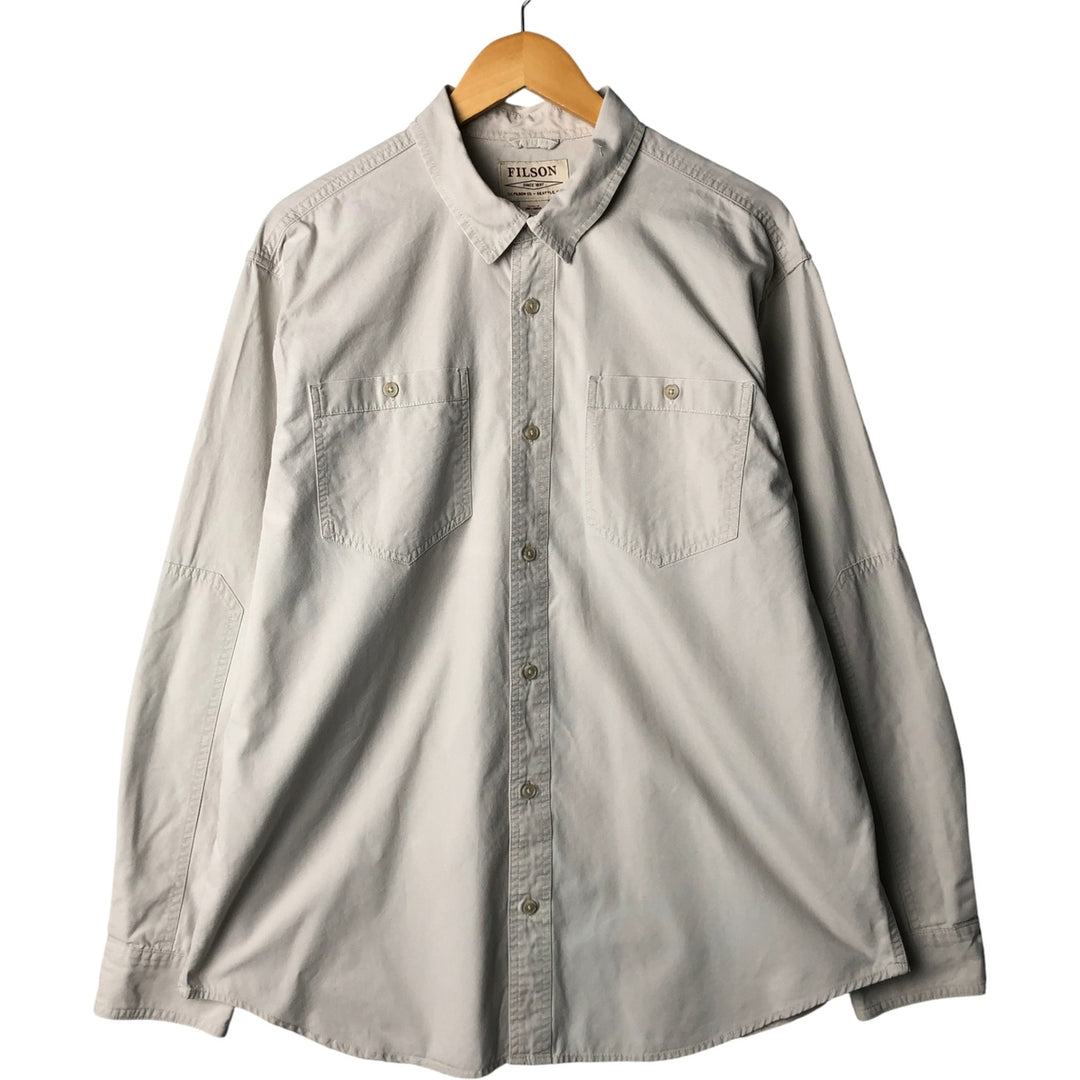 Filson Men's Long Sleeve Cotton Shirt, Size XL cotton gray type Vintage Second Hand