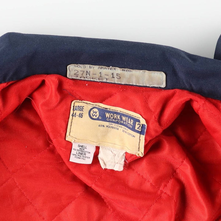 Vintage 1970s-1980'S WORK WEAR CORPORATION padded work jacket, size L, men's polyester navy blue type Vintage Second Hand