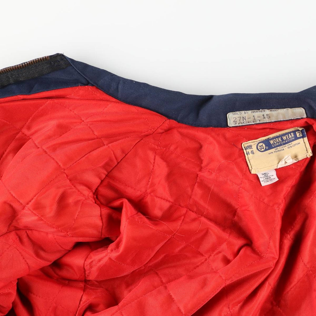 Vintage 1970s-1980'S WORK WEAR CORPORATION padded work jacket, size L, men's polyester navy blue type Vintage Second Hand