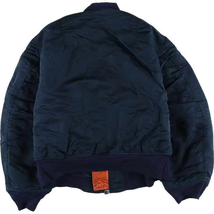 90'S civilian Alpha MA-1 style padded military flight jacket, made in the USA, men's size M, vintage Nylon navy blue type Vintage Second Hand