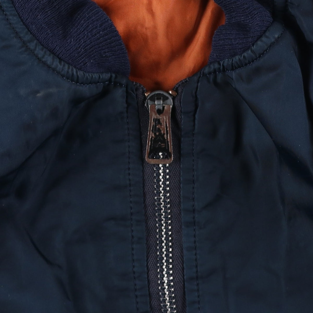 90'S civilian Alpha MA-1 style padded military flight jacket, made in the USA, men's size M, vintage Nylon navy blue type Vintage Second Hand