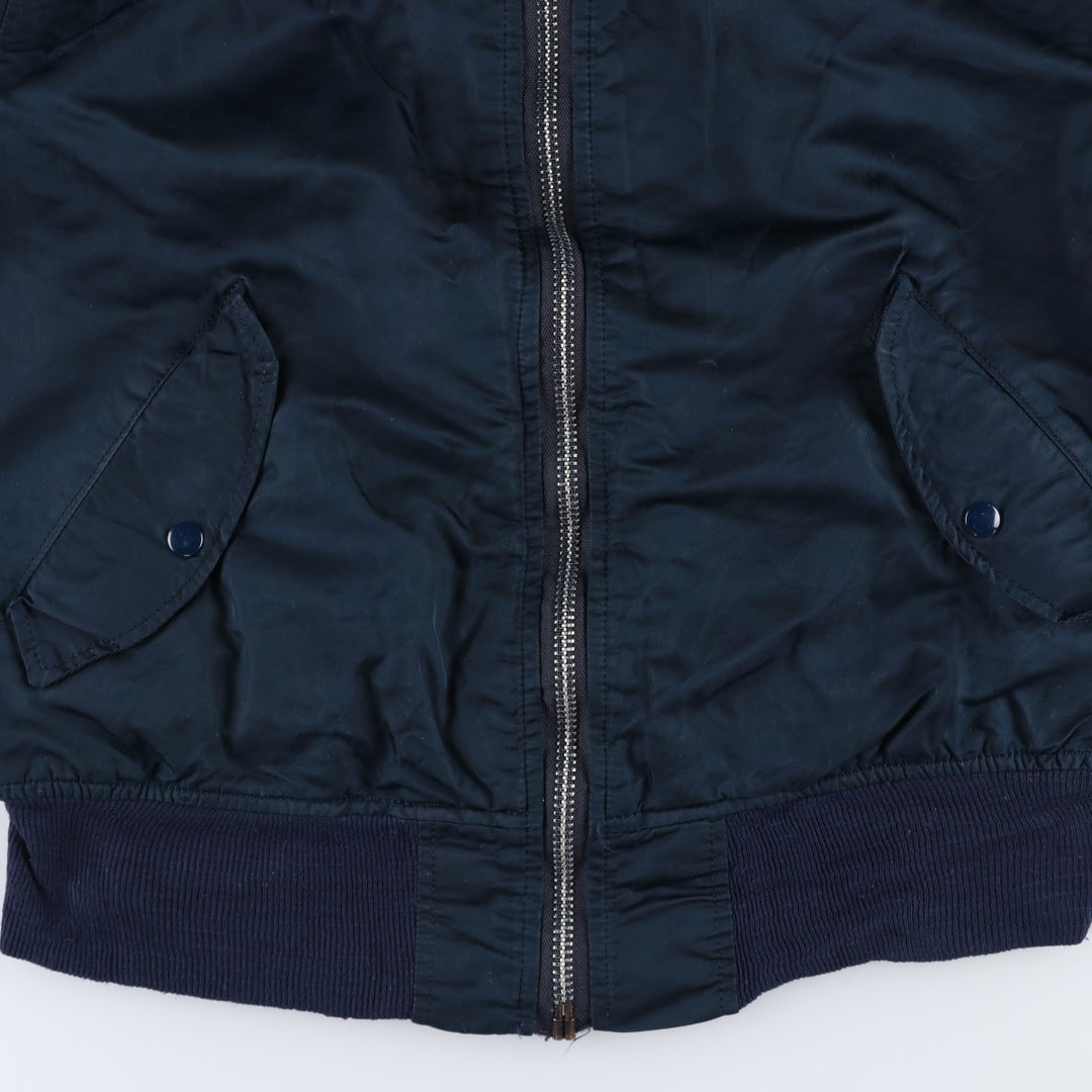 90'S civilian Alpha MA-1 style padded military flight jacket, made in the USA, men's size M, vintage Nylon navy blue type Vintage Second Hand