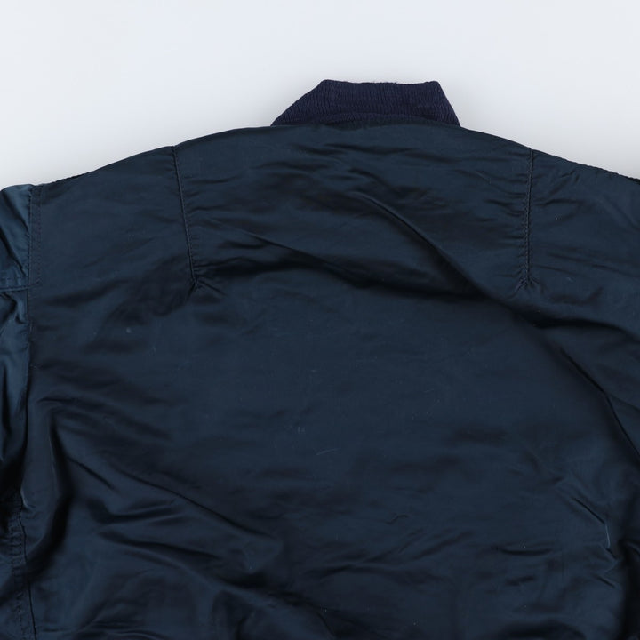 90'S civilian Alpha MA-1 style padded military flight jacket, made in the USA, men's size M, vintage Nylon navy blue type Vintage Second Hand