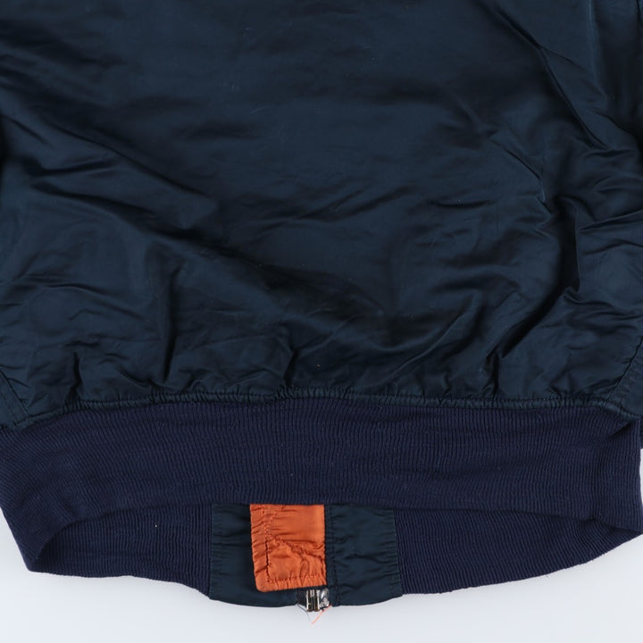 90'S civilian Alpha MA-1 style padded military flight jacket, made in the USA, men's size M, vintage Nylon navy blue type Vintage Second Hand