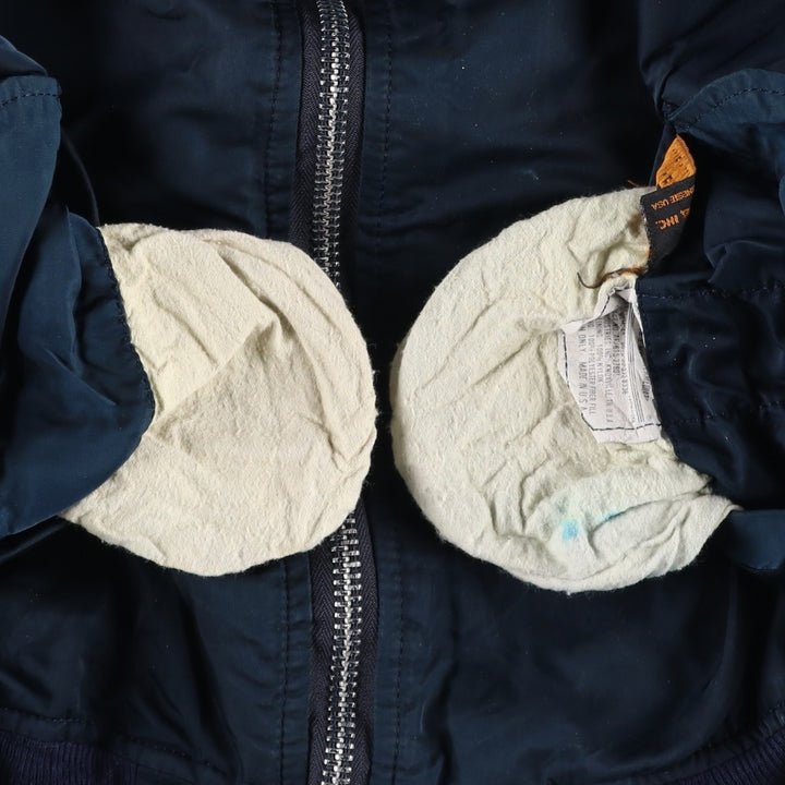 90'S civilian Alpha MA-1 style padded military flight jacket, made in the USA, men's size M, vintage Nylon navy blue type Vintage Second Hand