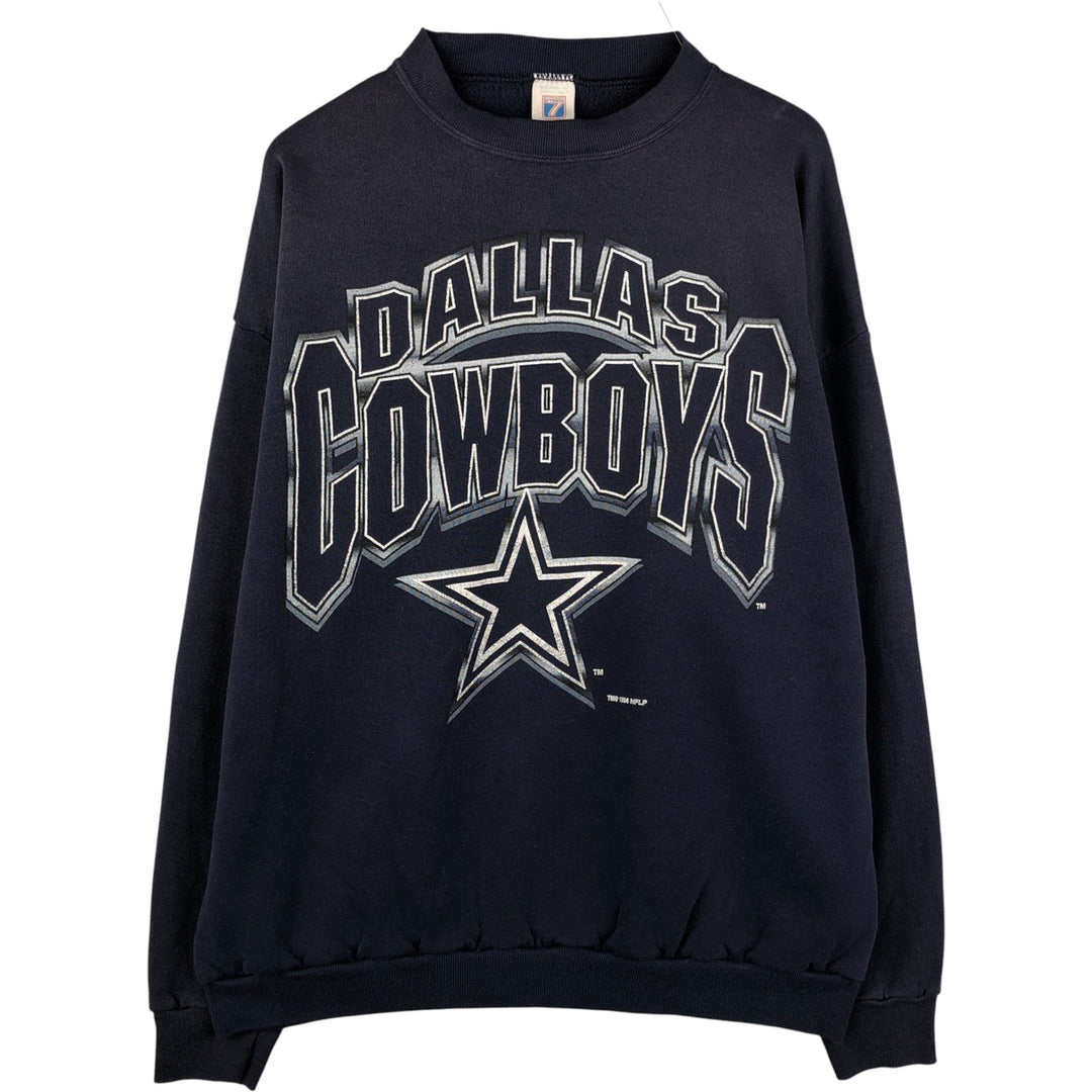 Vintage 90'S LOGO7 NFL Dallas Cowboys Print Sweatshirt, Made in USA, Men's Size XL cotton navy blue type Vintage Second Hand