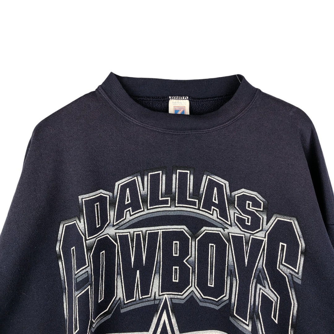 Vintage 90'S LOGO7 NFL Dallas Cowboys Print Sweatshirt, Made in USA, Men's Size XL cotton navy blue type Vintage Second Hand