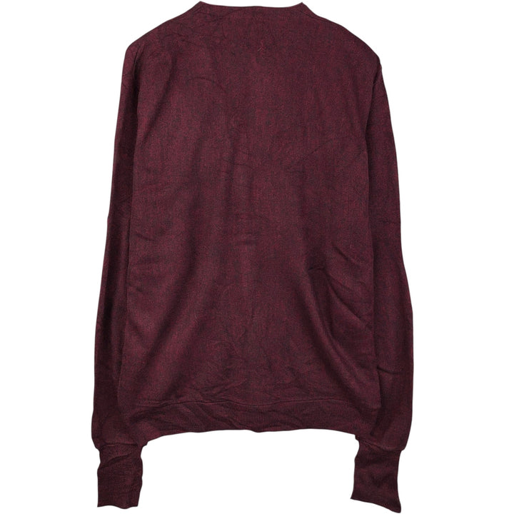 Vintage 1970'S Van Heusen acrylic knit cardigan, made in the USA, size M, men's. Oron Acrylic wine-red Vintage Second Hand