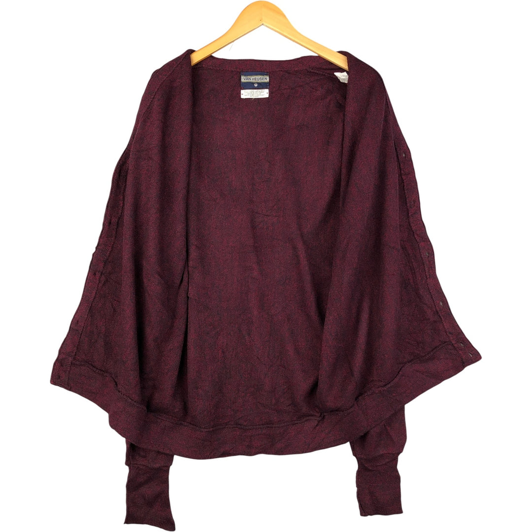 Vintage 1970'S Van Heusen acrylic knit cardigan, made in the USA, size M, men's. Oron Acrylic wine-red Vintage Second Hand