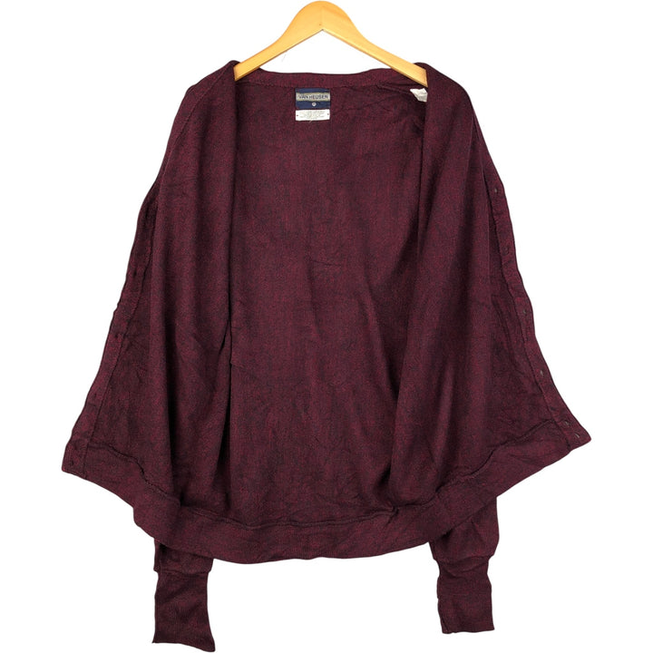 Vintage 1970'S Van Heusen acrylic knit cardigan, made in the USA, size M, men's. Oron Acrylic wine-red Vintage Second Hand