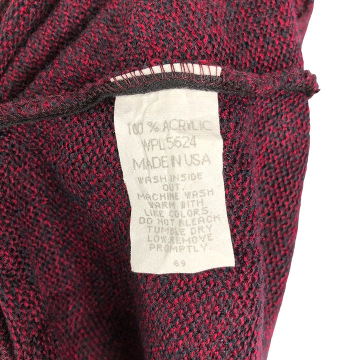 Vintage 1970'S Van Heusen acrylic knit cardigan, made in the USA, size M, men's. Oron Acrylic wine-red Vintage Second Hand